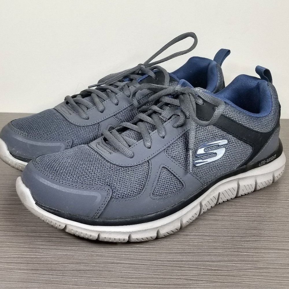 Skechers Track Scloric Sneaker, Grey Mesh, Mens Size 11 US / 45